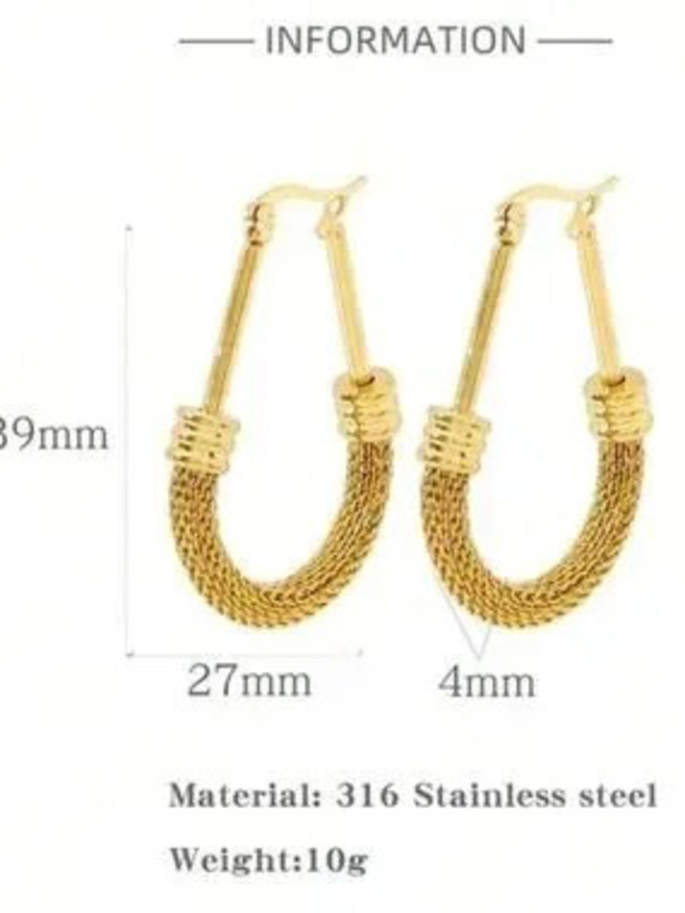 Valencia Textured Rope Mesh Earrings - Picture 3 of 5